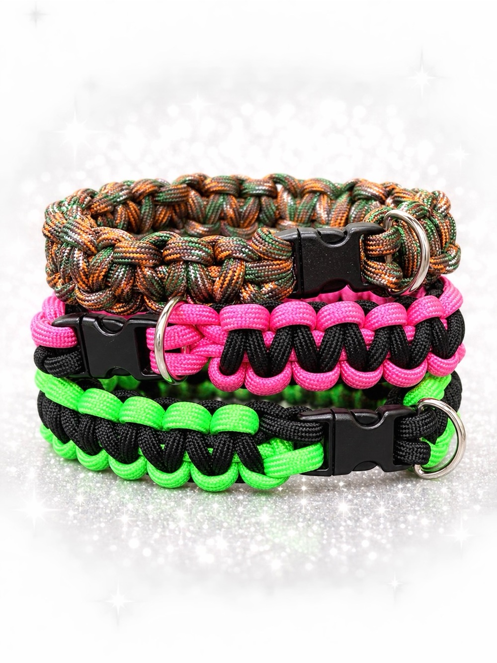 Dog Paracord Collar - Pink, Green, Camo, blue,black